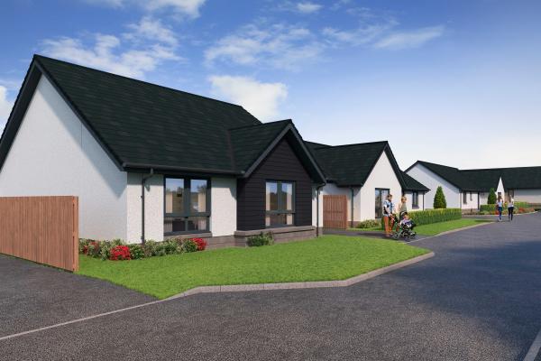 Image of a new build house on the Woodroffe Grange development in Forres.