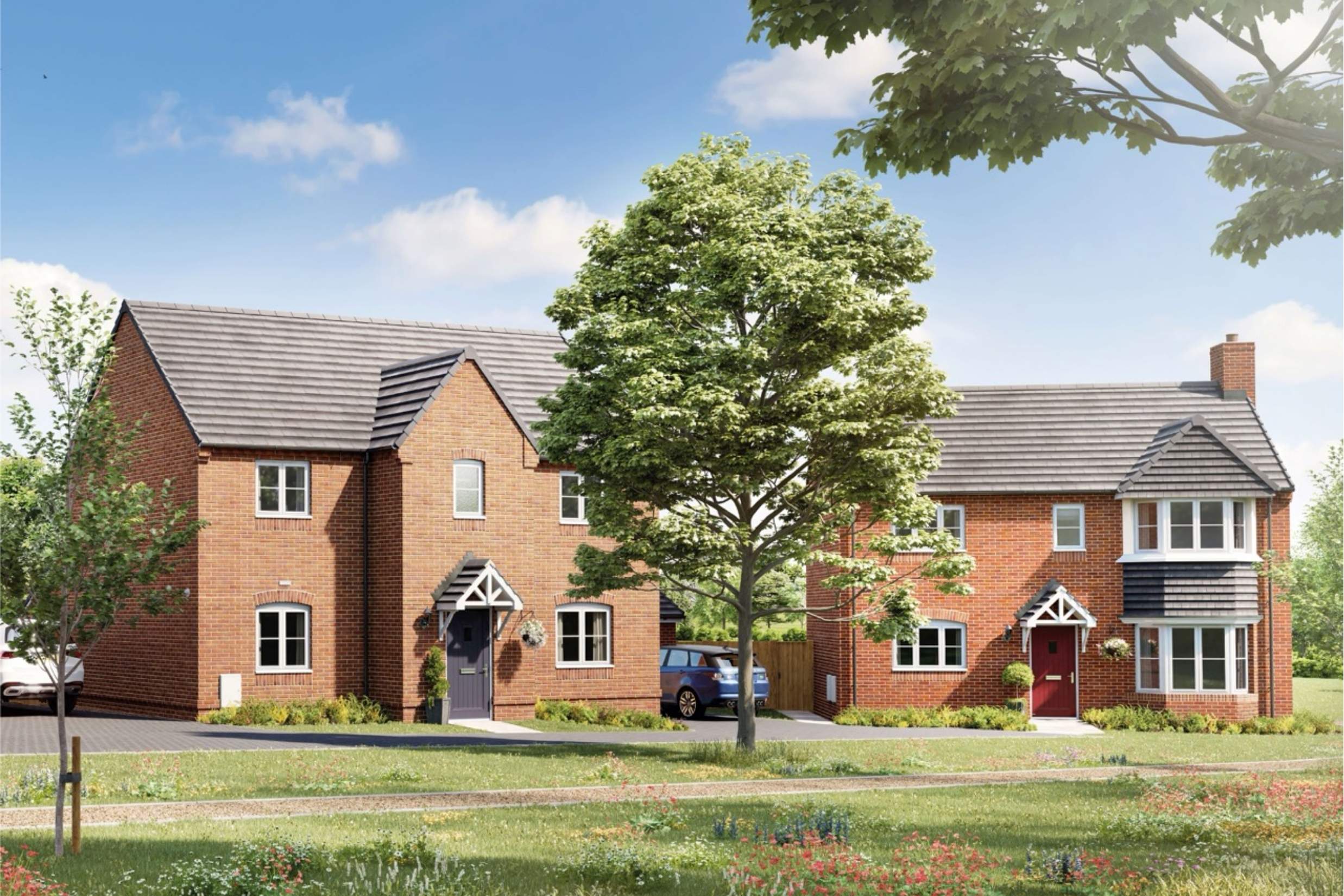 External shot of detached family homes at Willow Grove in Coventry
