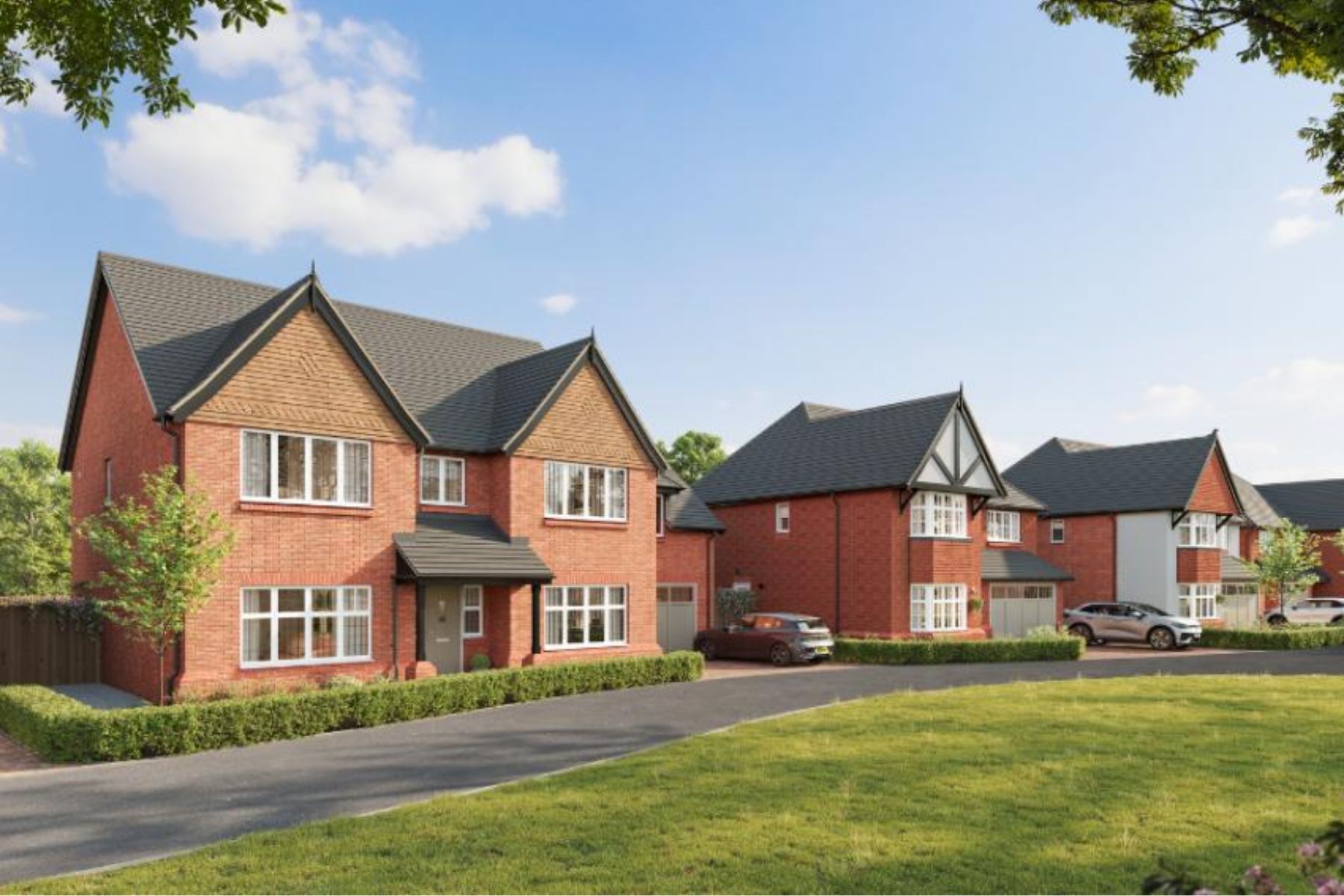 Private drive with detached new houses at Rydal View by Castle Green Homes
