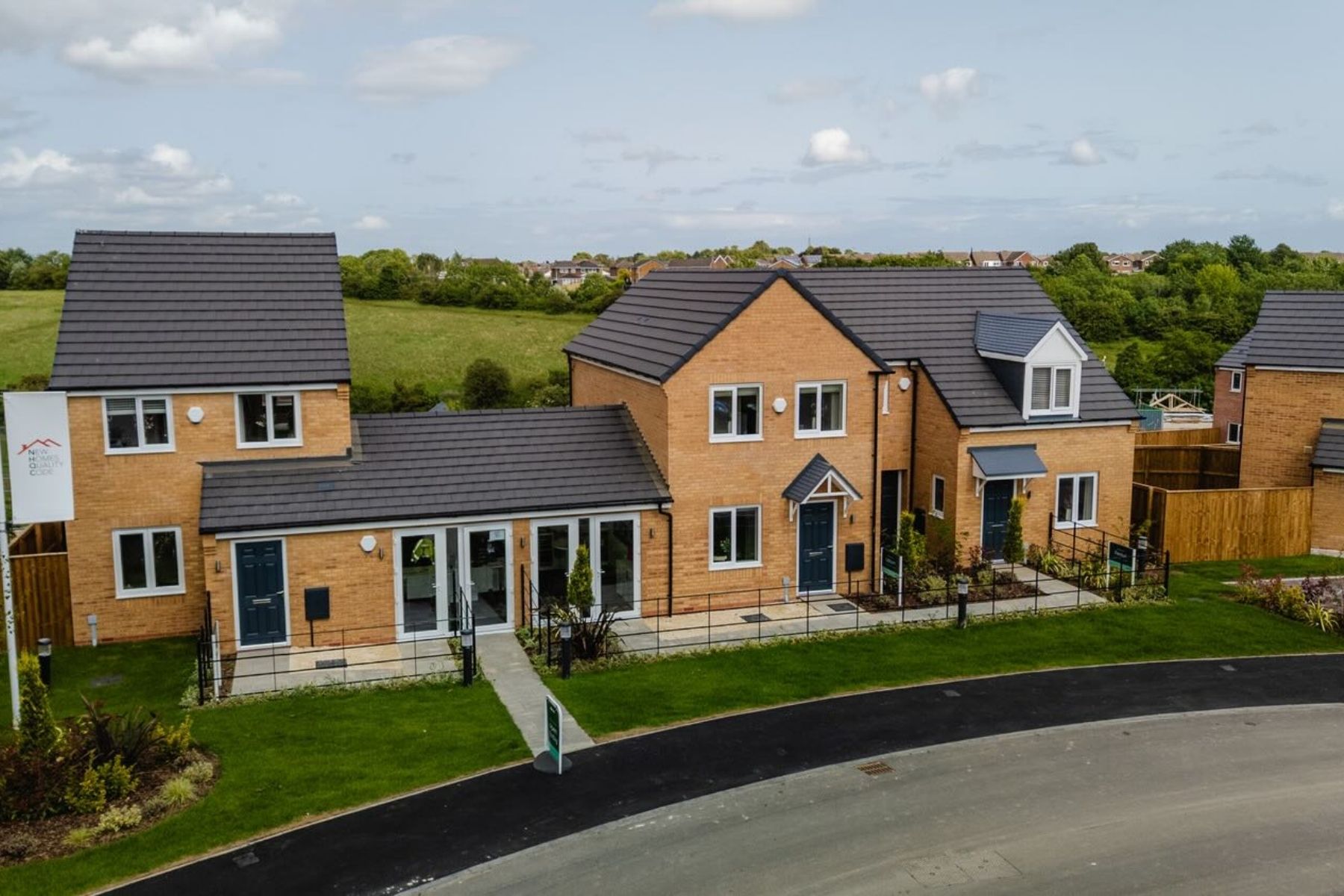 Street scene at New Development Stoneyford Green in Sutton in Ashfield