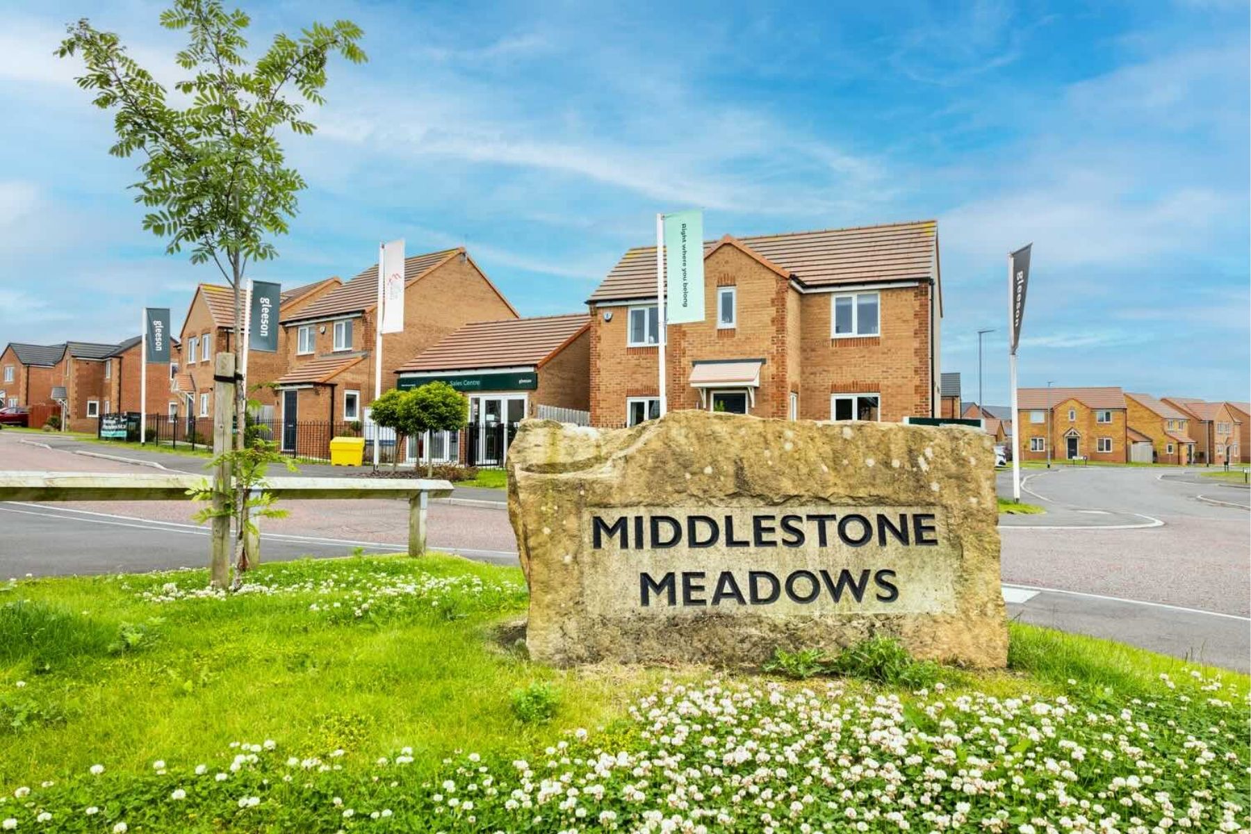Entrance sign to Middlestone Meadows in Spennymoor by Gleeson