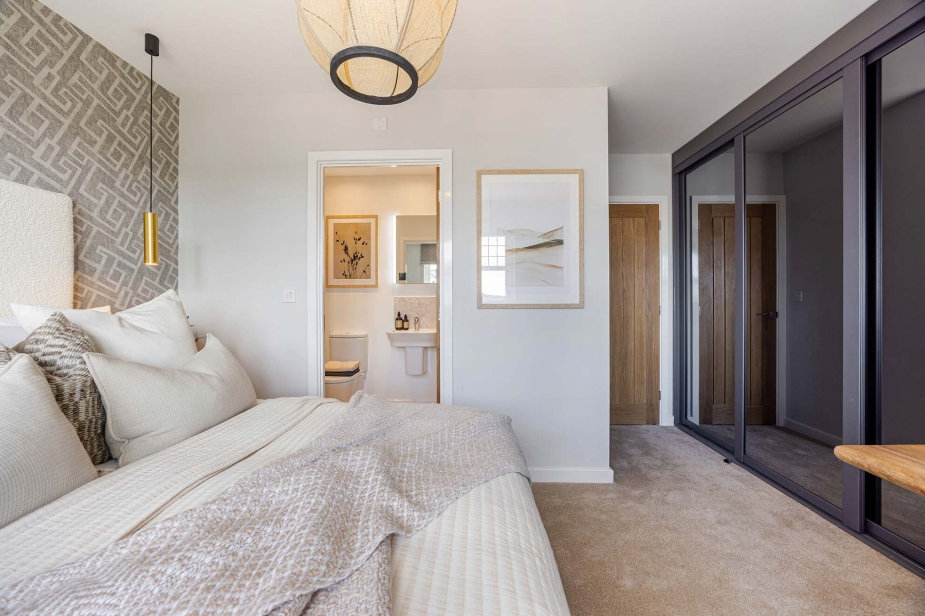 A bedroom at the show home at Treledan by Bloor Homes