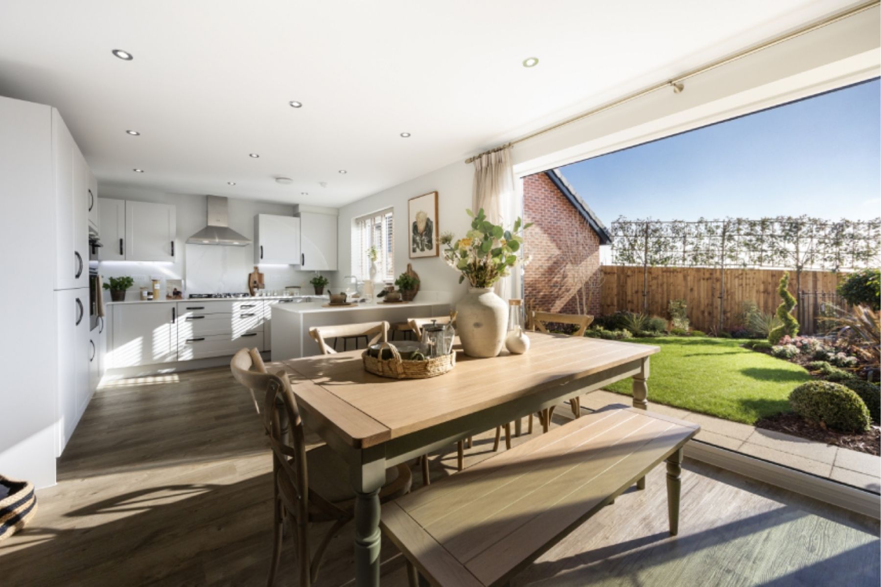Spacious kitchens with french doors into garden