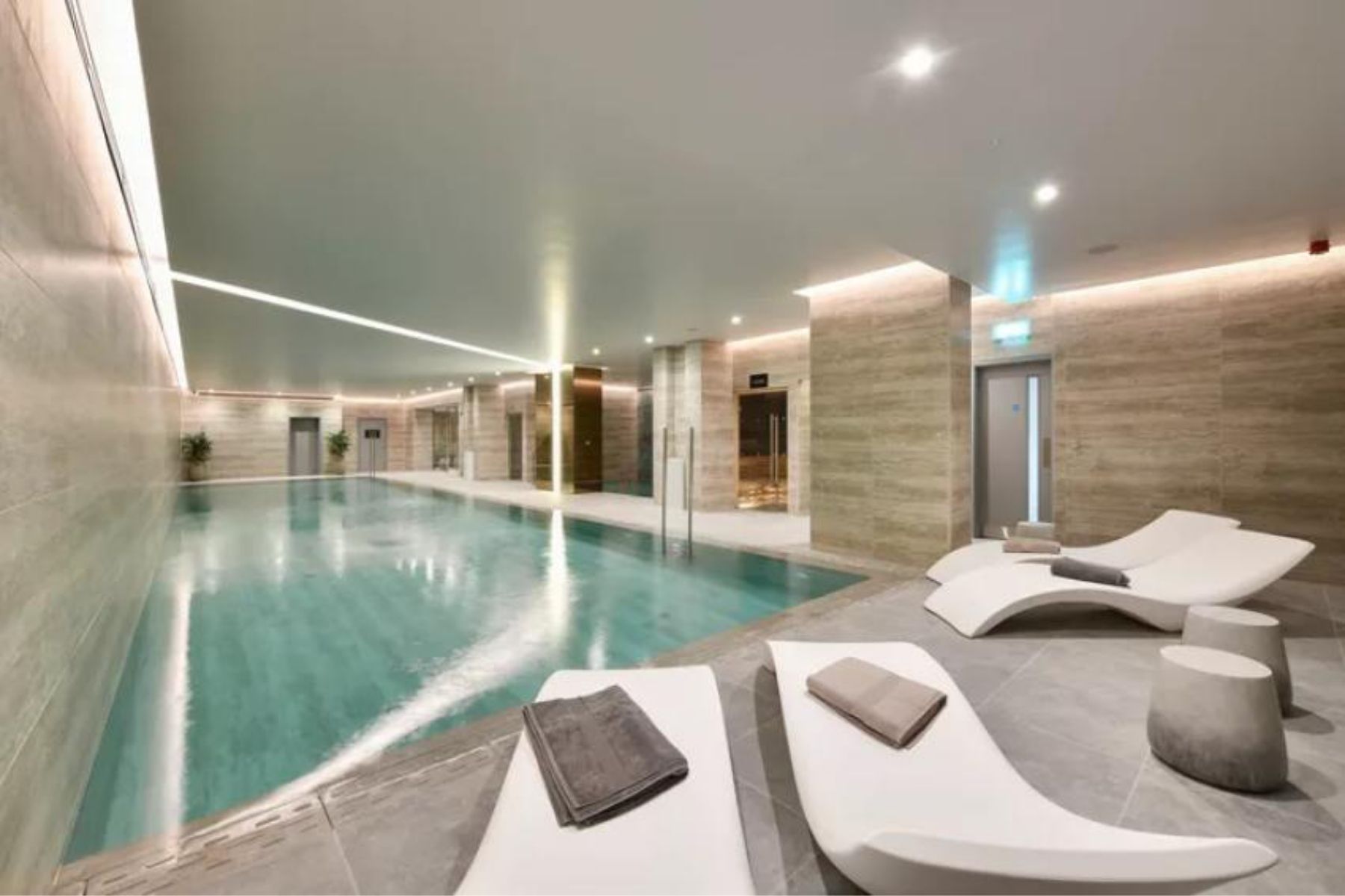 Resident only facility swimming pool at City Angel by Peabody New Homes