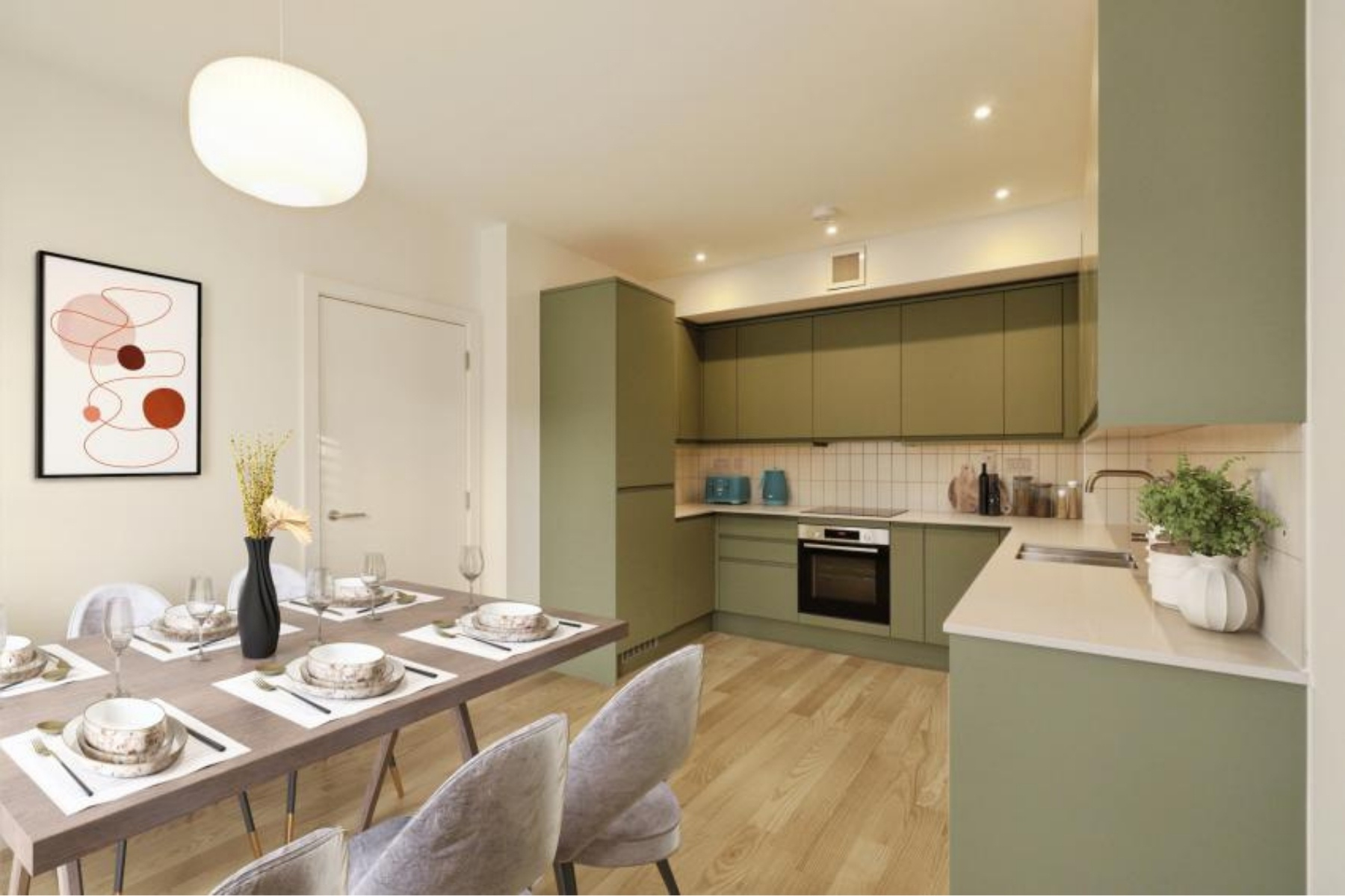 A kitchen at Duncombe Square in York by William H Brown