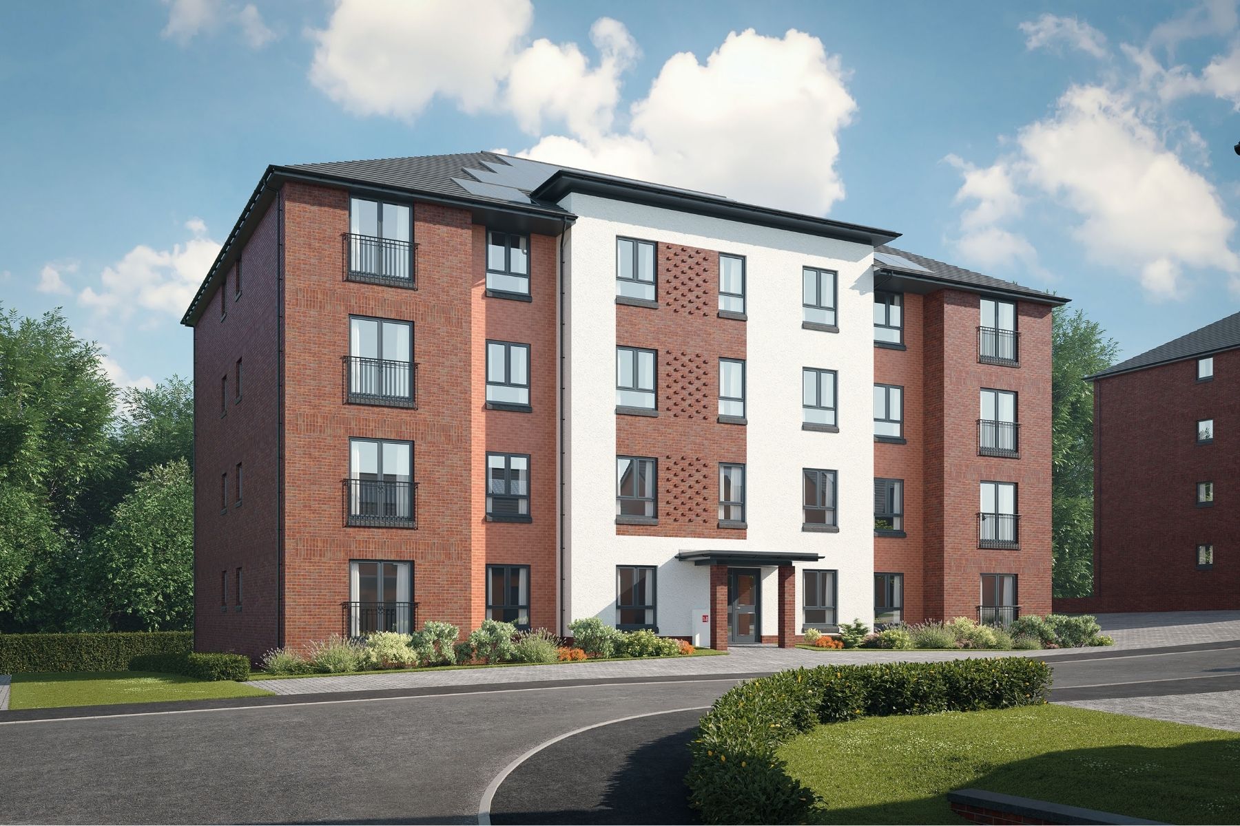 New build apartments at Ashlar Village by Bellway