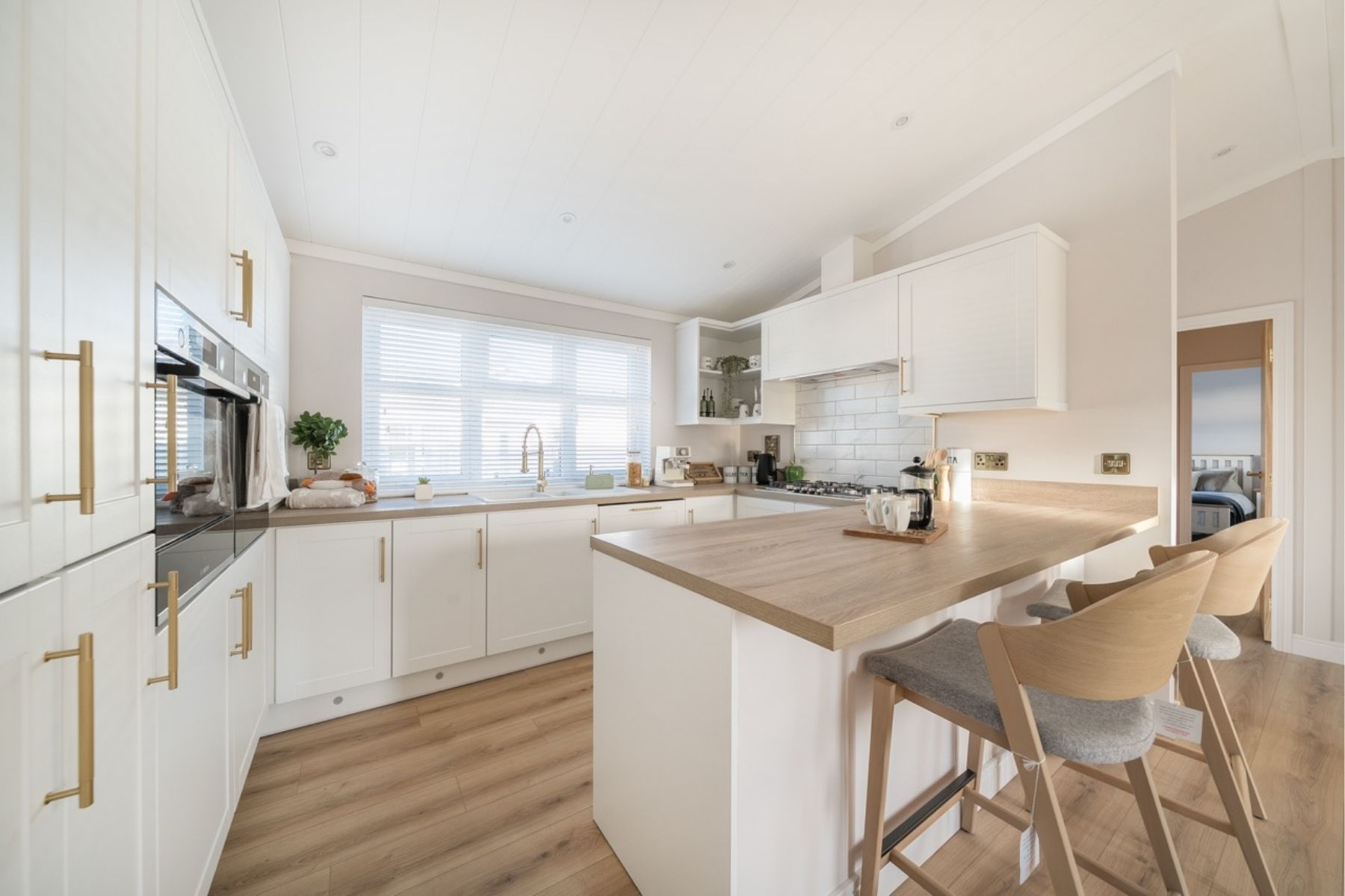 Kitchens in park homes at Redhill Court in Norfolk