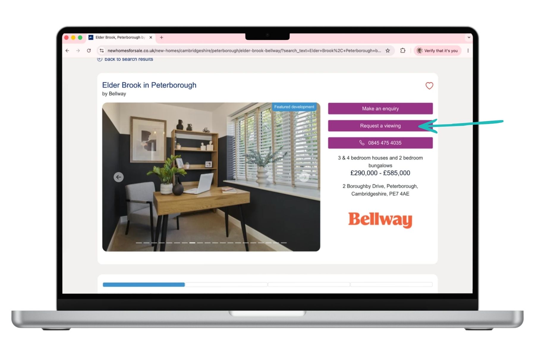 Click 'Request a viewing' on development listings