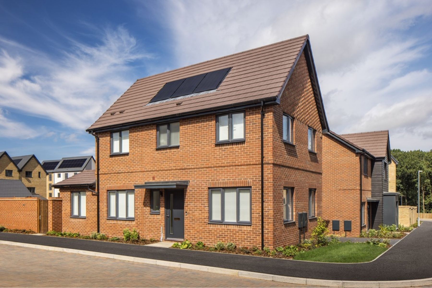 Solar panels at homes at Buckler's Park at The Heights in Crowthorne