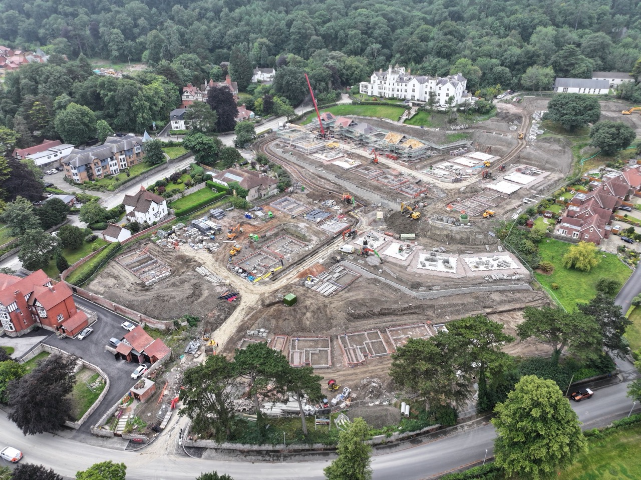 Aerial view of progress at Rydal View by Castle Green Homes in Colwyn Bay