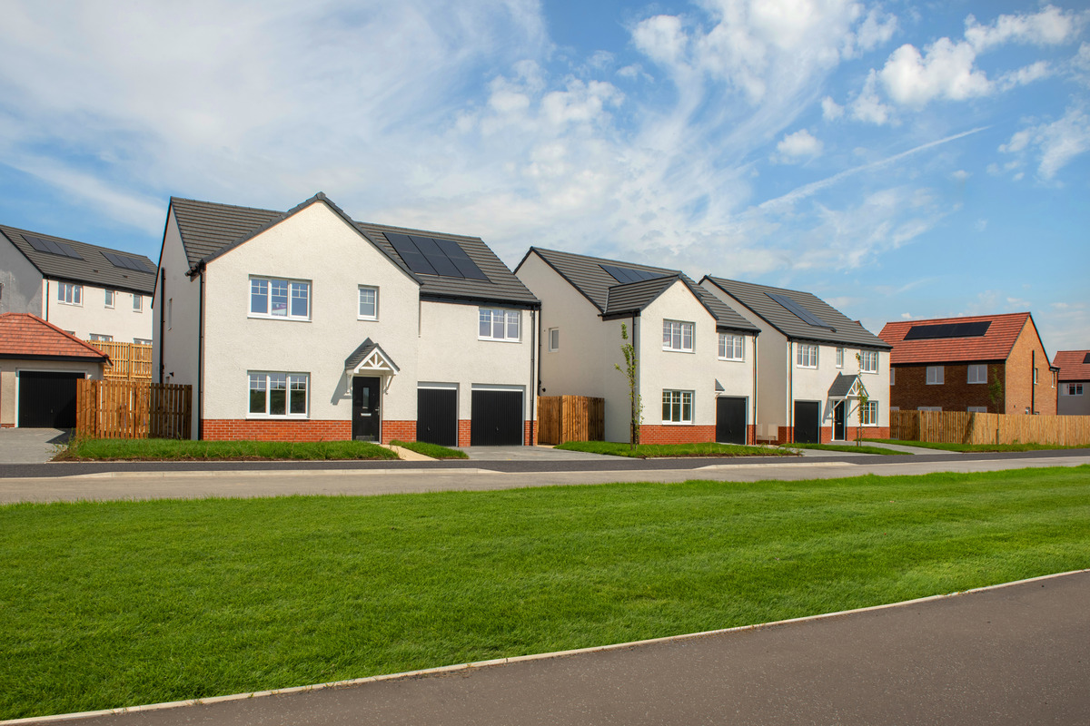 Street scene at Darach Fields by Avant Homes located in Robroyston, Glasgow