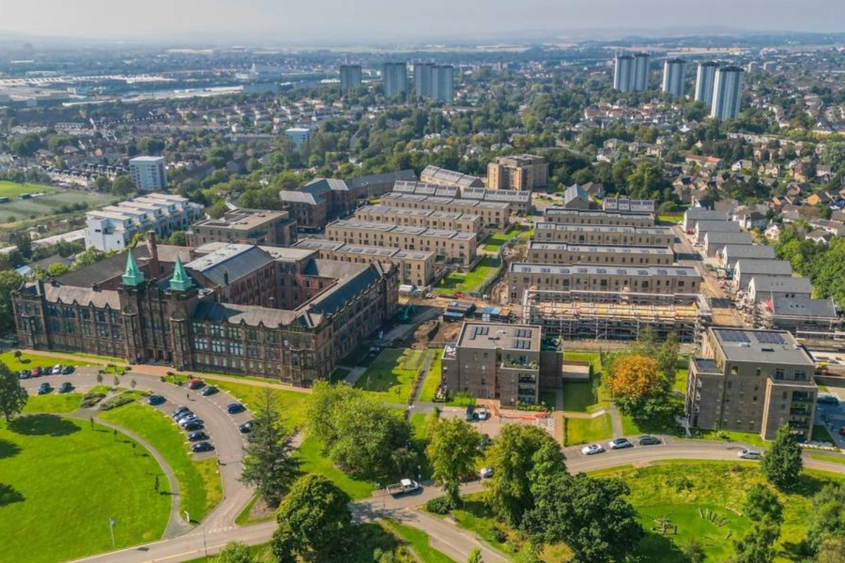 Aerial view of Jordanhill Park in Glasgow by Cala Homes